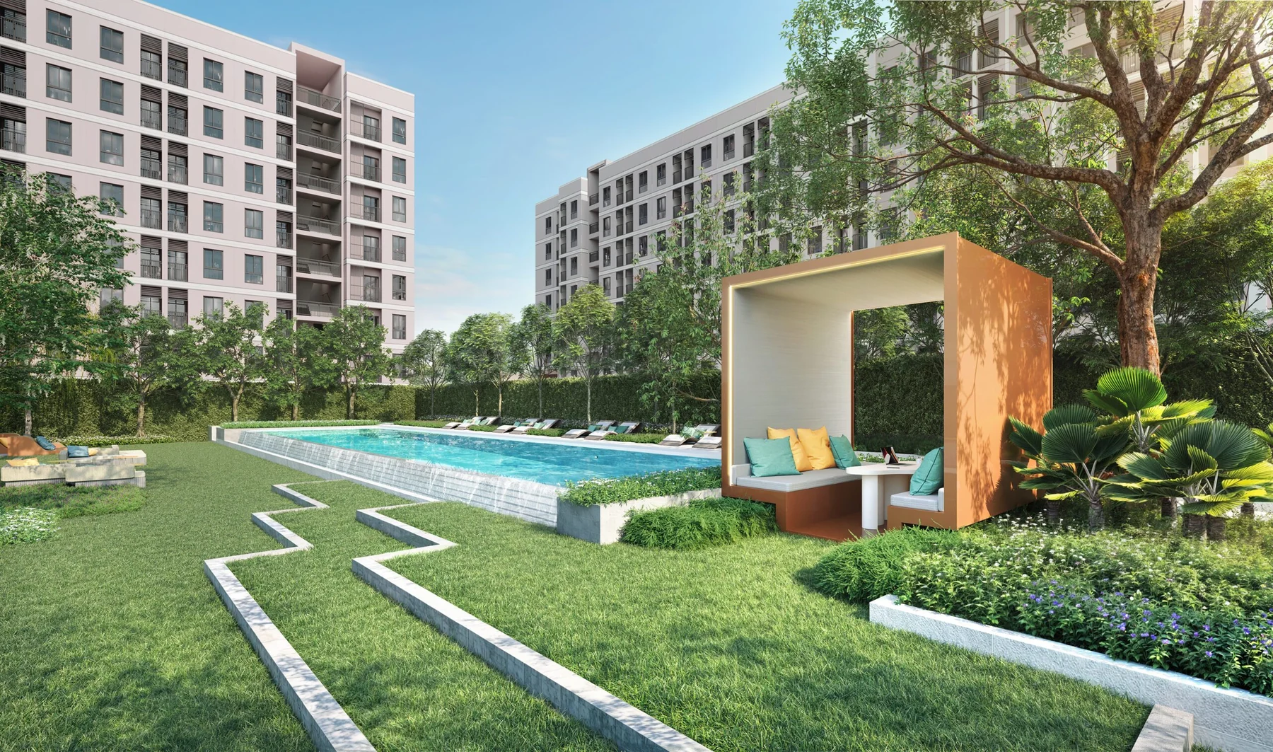 Goodday Sukhumvit 93 泳池與綠意中庭